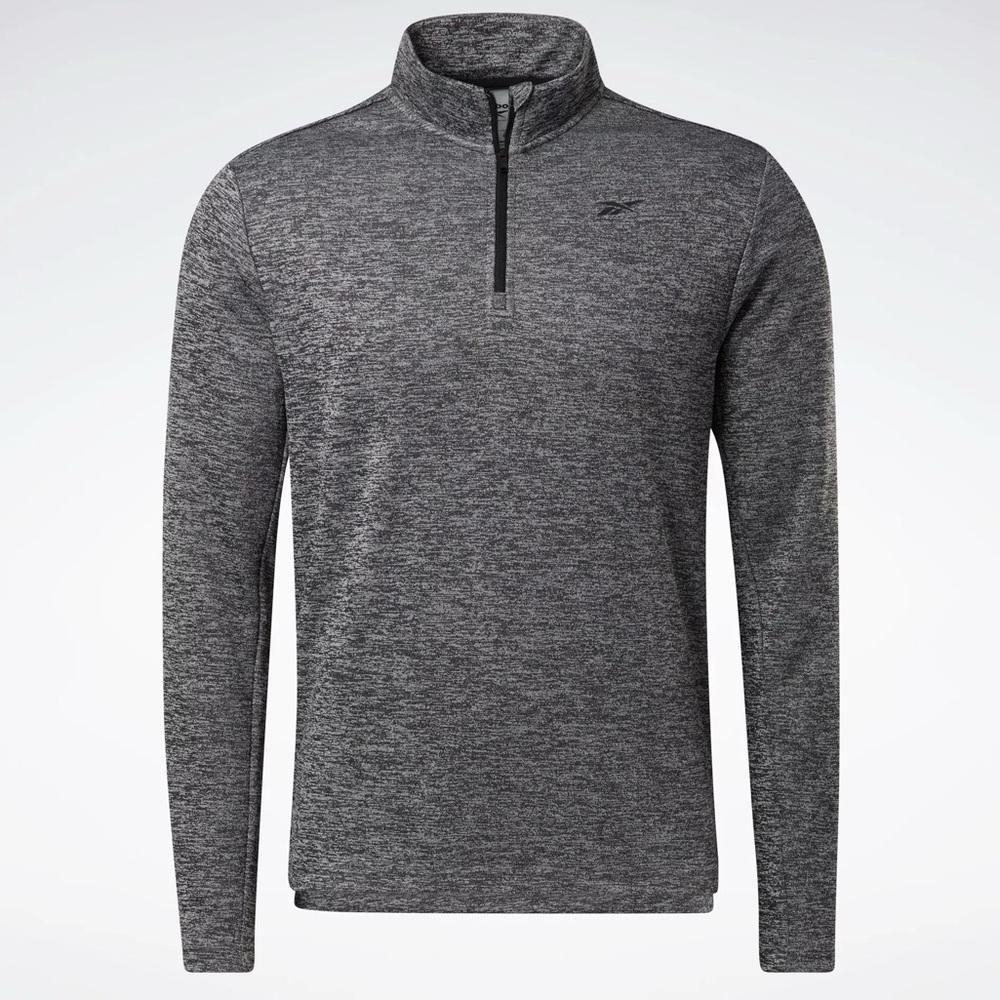 Reebok Men's Long Sleeve Pullover Quarter Zip Training Sweatshirt Gray Size 2XL